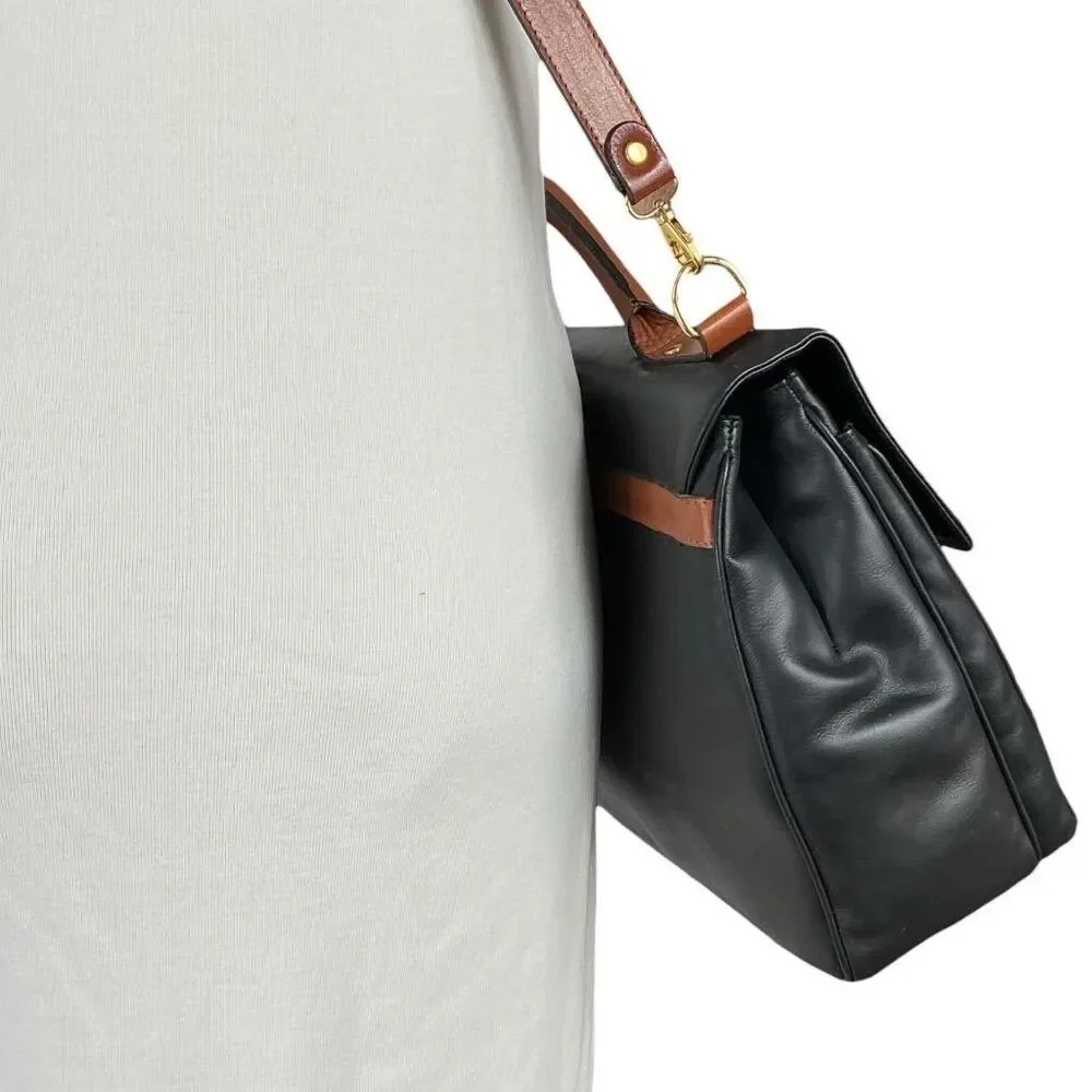 Braun Buffel Leather Business Bag Brown X Large Top Handle Crossbody Vintage
